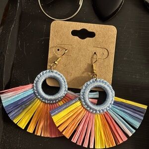 Colorful Fringe Hoop Earrings - Multicolor